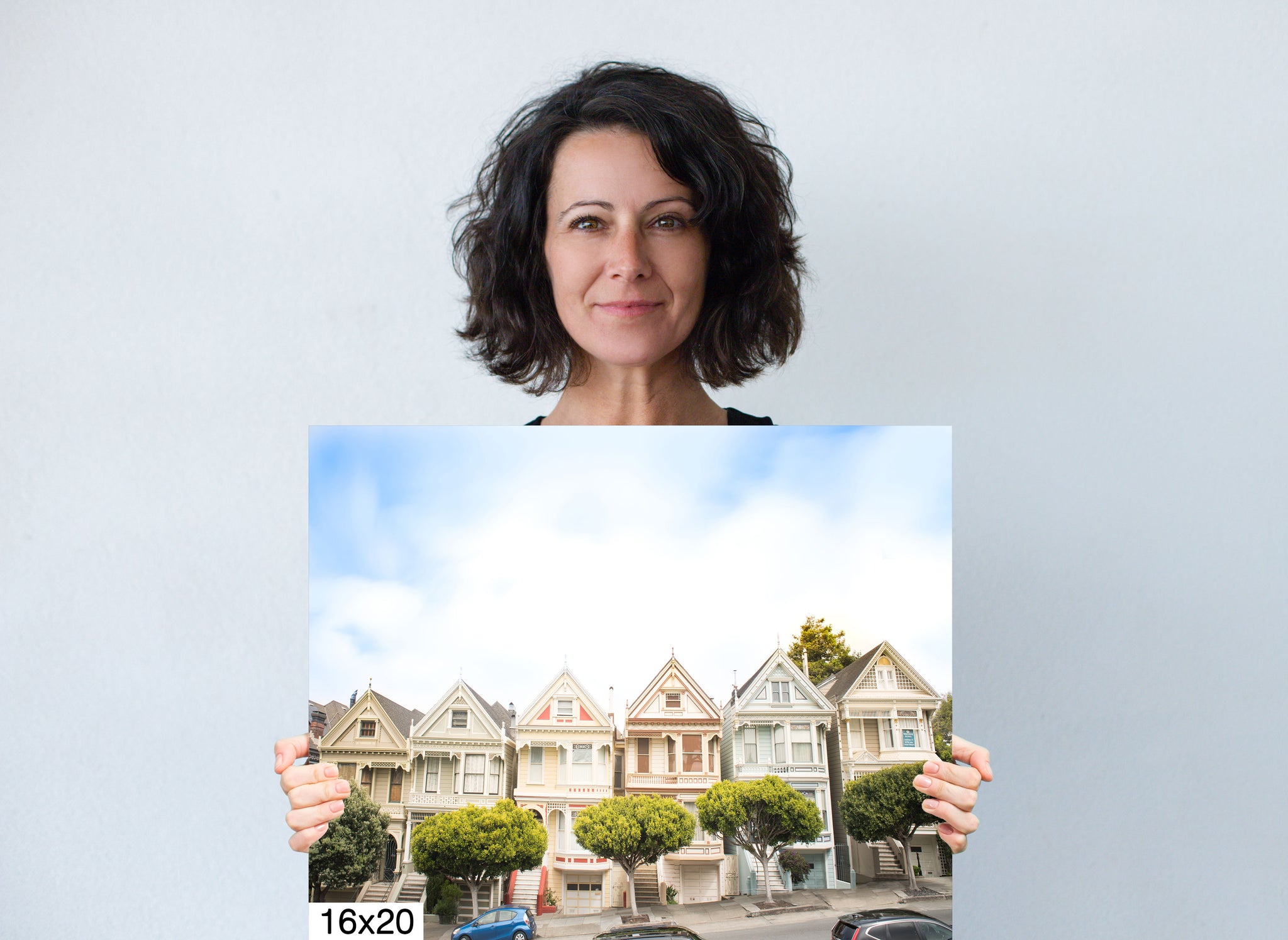 San Francisco Painted Ladies Victorian houses Golden Gate Bridge Northern California Canvas Print Cityscape Landmark wall art decor home